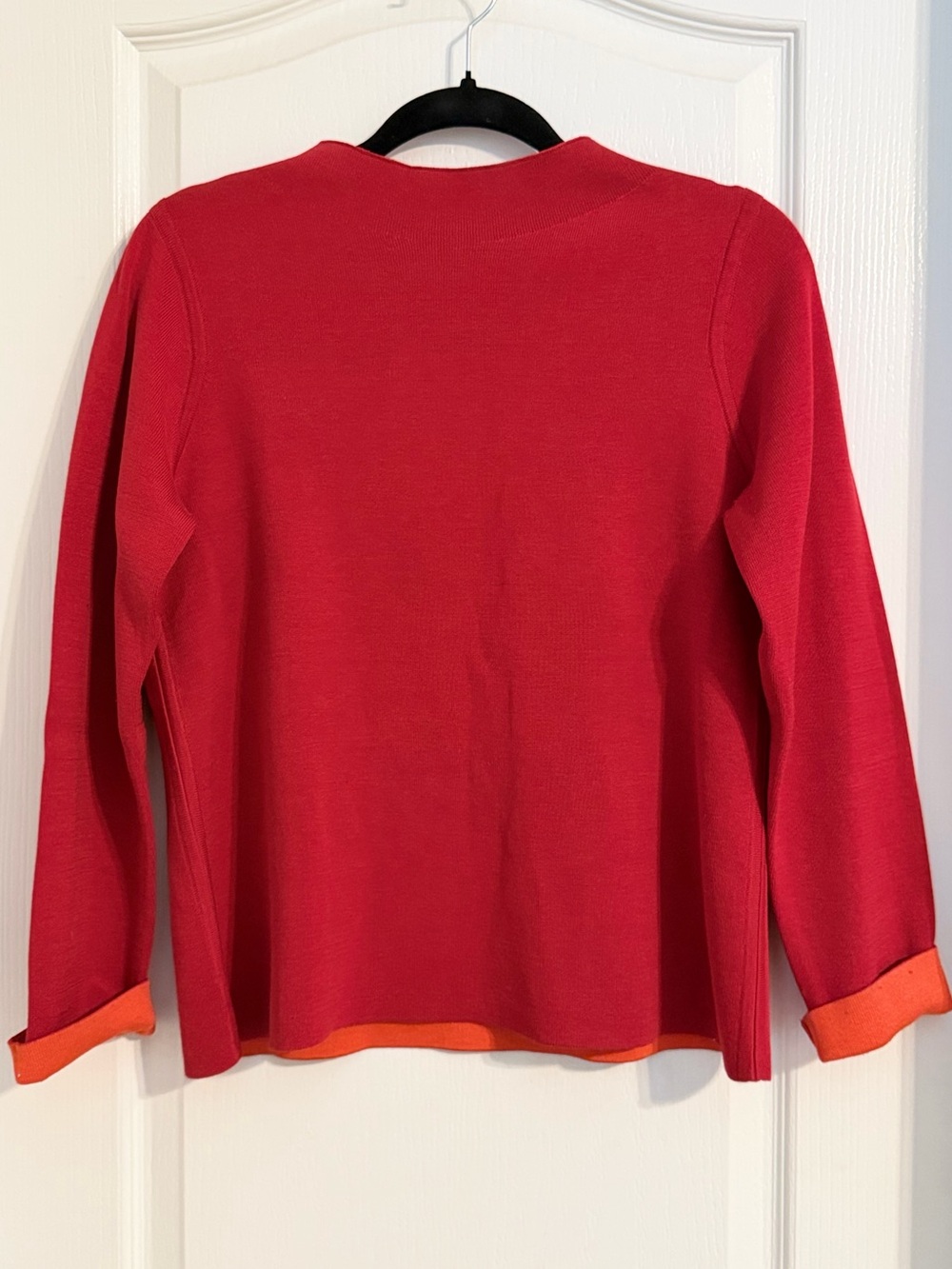 Eileen Fisher Bold Red and Orange Silk Blend Round Neck Sweater Sz S/P